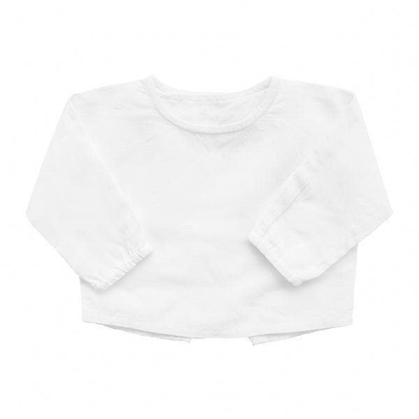 Double button shirt | white linen