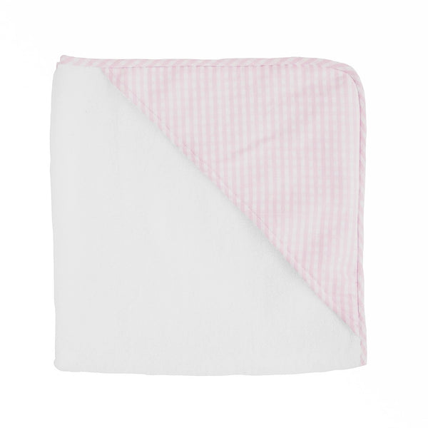 Hooded towel and wash glove | dusty pink gingham