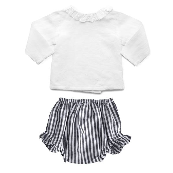Gift set | double button blouse and Harbor Island stripe frill bloomer
