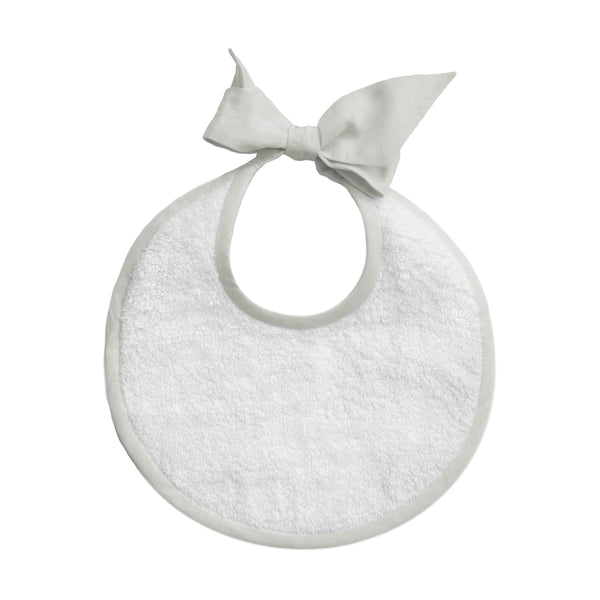 Heart monogram newborn bib | French grey linen