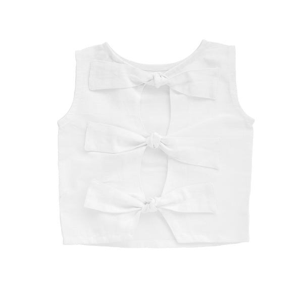 Summer bow blouse | white linen
