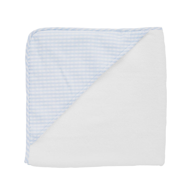 Hooded towel and wash glove | pale blue gingham