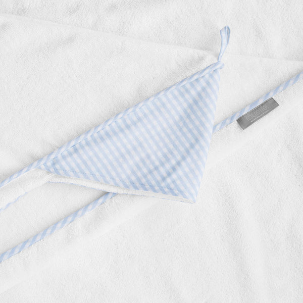 Hooded towel and wash glove | pale blue gingham