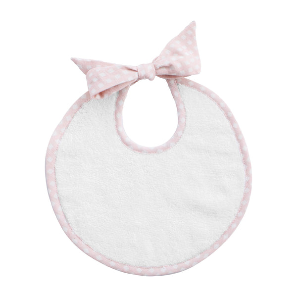 Heart monogram newborn bib | dusty pink gingham