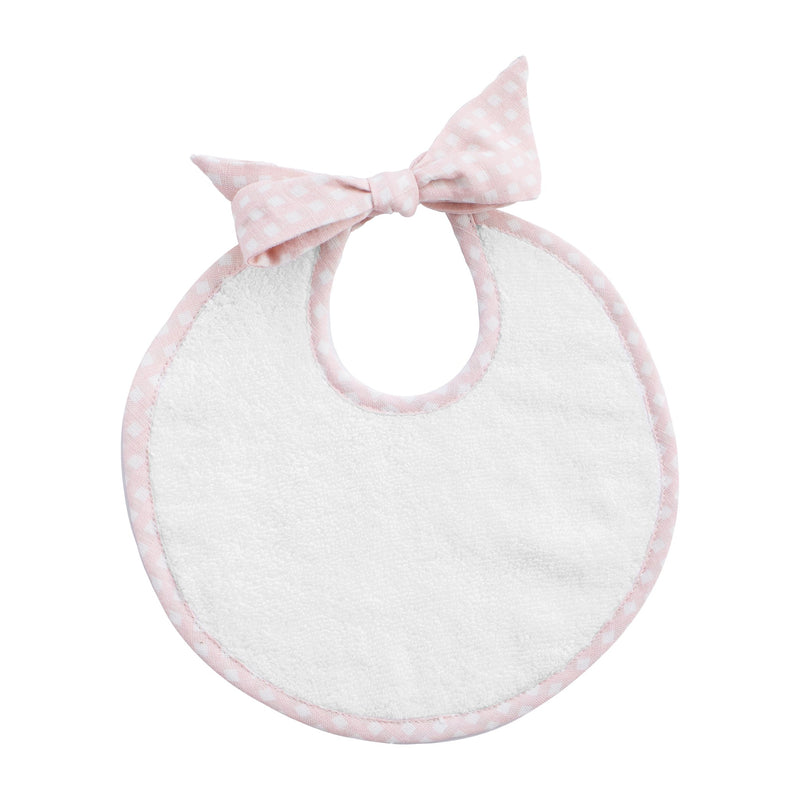 Heart monogram newborn bib | dusty pink gingham