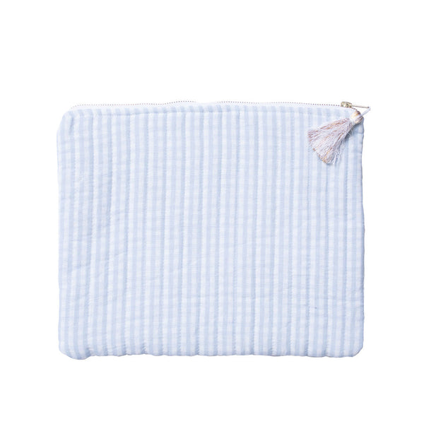 Linen pouch | pale blue gingham