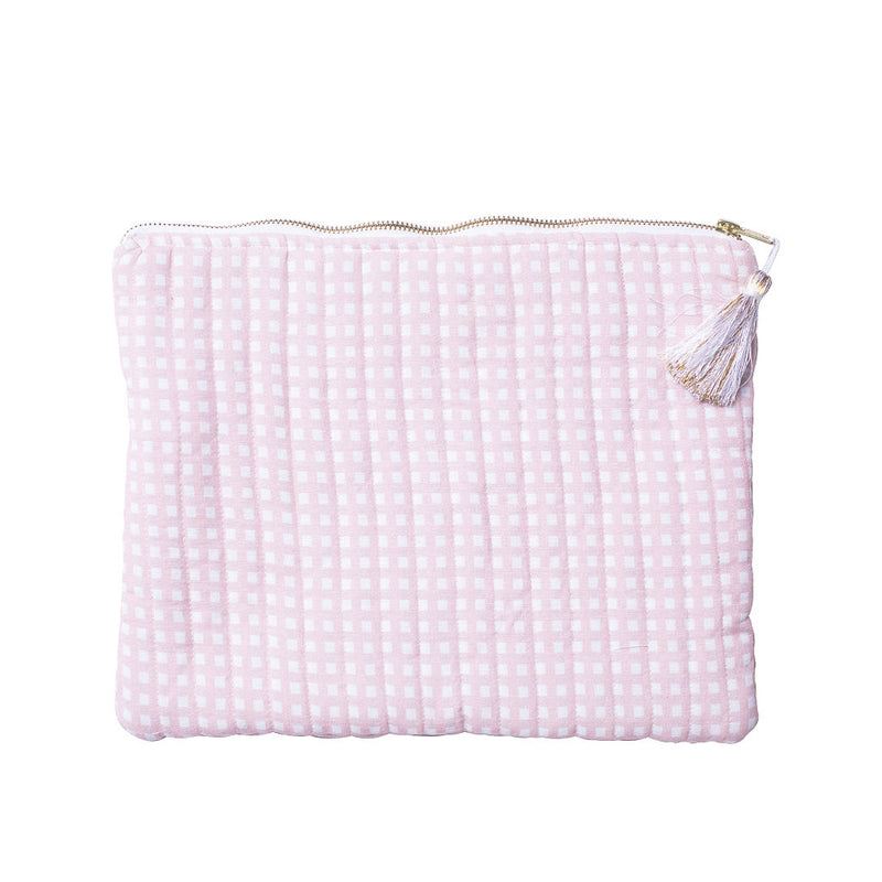Linen pouch | dusty pink gingham