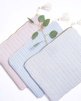 Monogrammed  Linen pouch | grey gingham