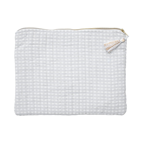 Linen pouch | grey gingham