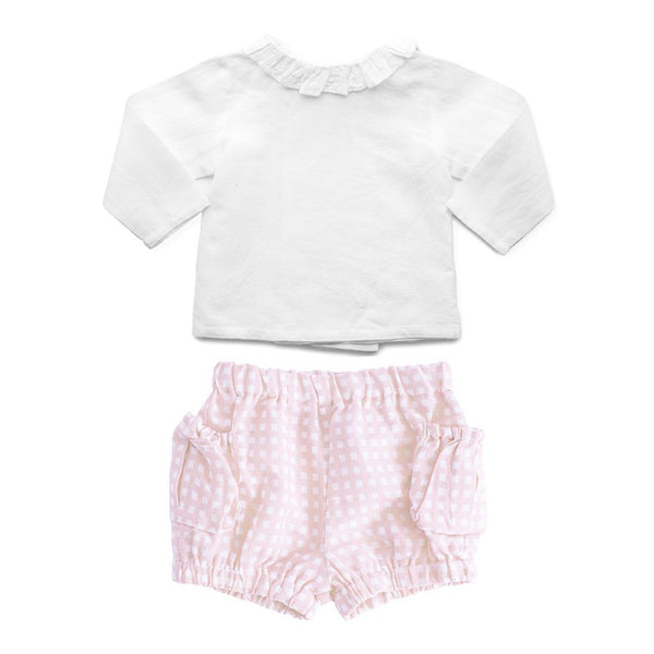 Gift set | double button blouse and dusty pink gingham short