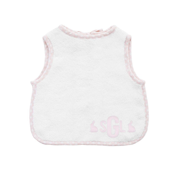 Easter monogram apron bib | dusty pink gingham