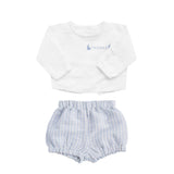 Easter monogram gift set | boys white shirt and pale blue gingham short