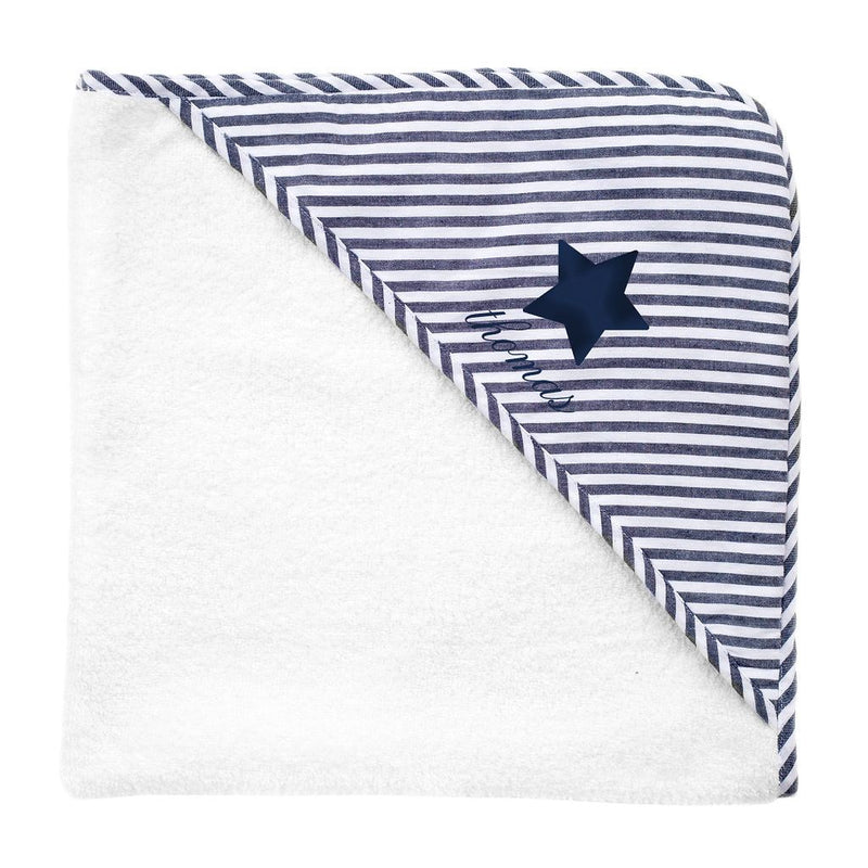 Monogrammed  Hooded towel and wash glove | Harbor Island stripe