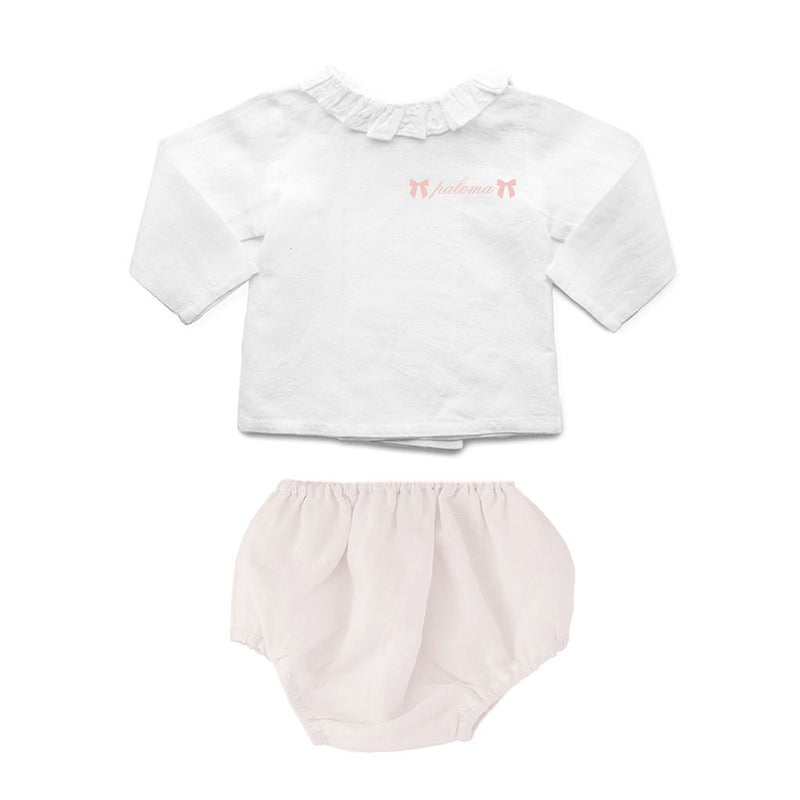 Monogrammed Gift set | double button blouse and blossom pink bloomer
