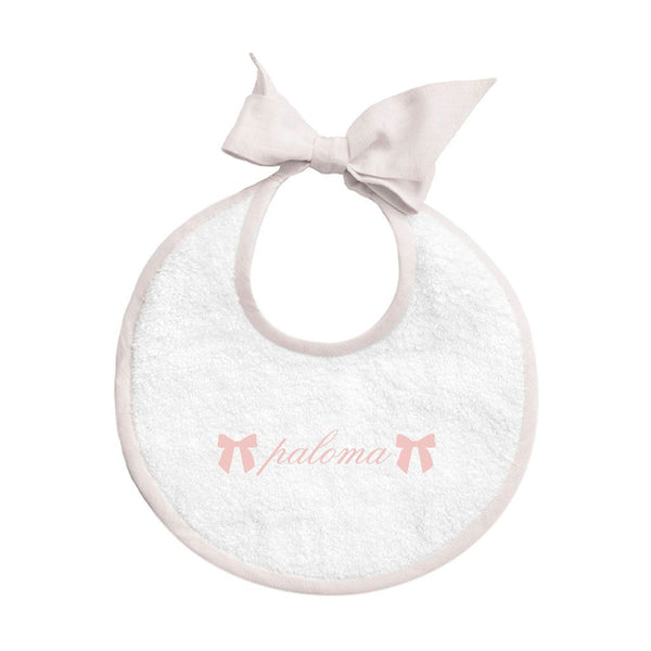 Monogrammed  Newborn bib | blossom pink linen