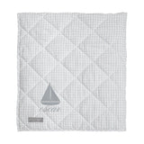Monogrammed  Play mat | grey gingham and white linen