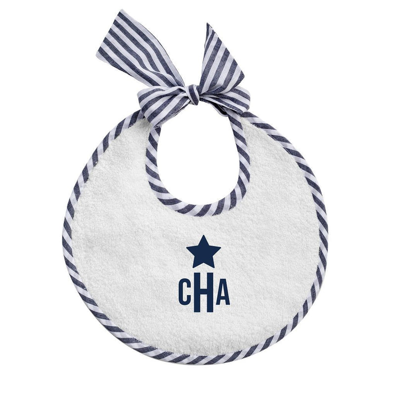 Monogrammed Newborn bib | Harbor Island stripe