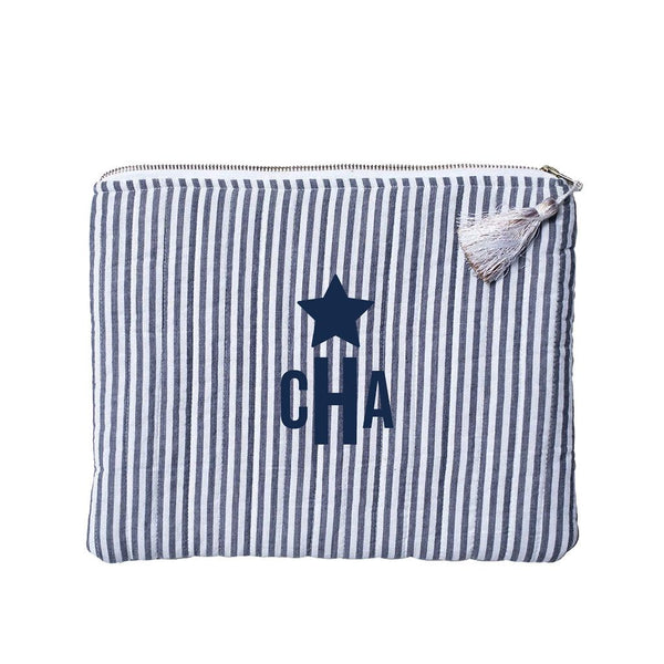 Monogrammed  Linen pouch | Harbor Island stripe