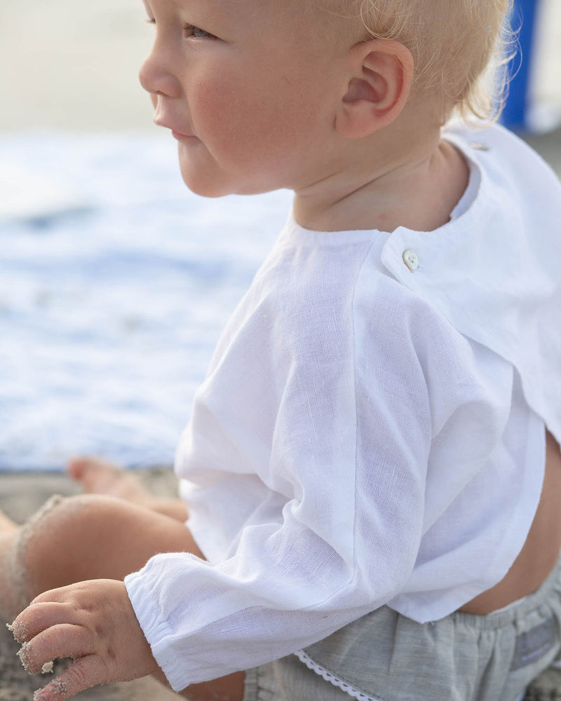 Gift set | double button blouse and husk grey frill bloomer