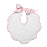 Scalloped bib | Palm Beach pink stripe linen