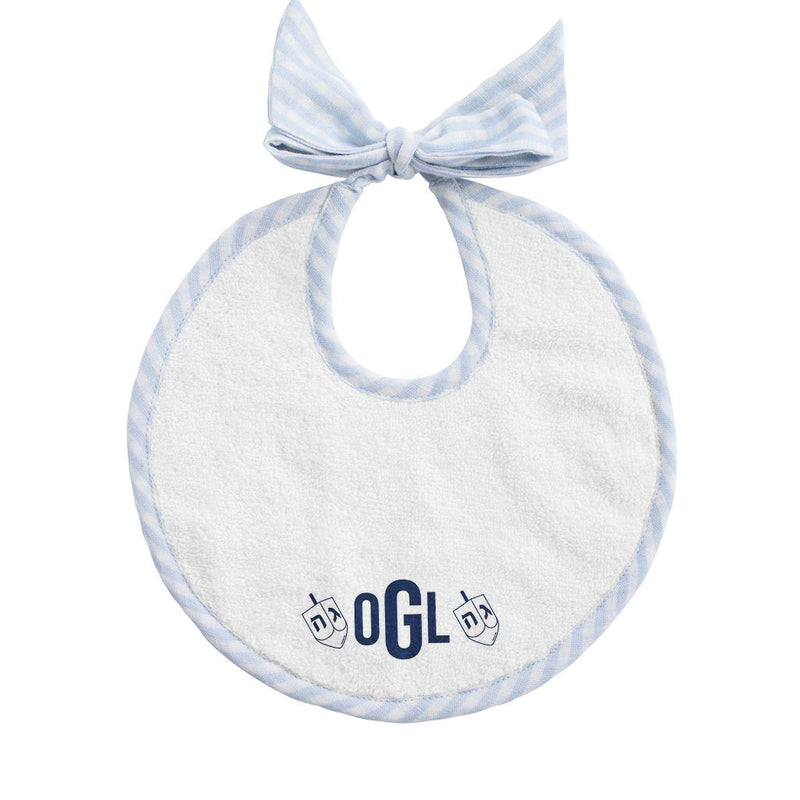 Hanukkah Newborn Bib pale blue gingham