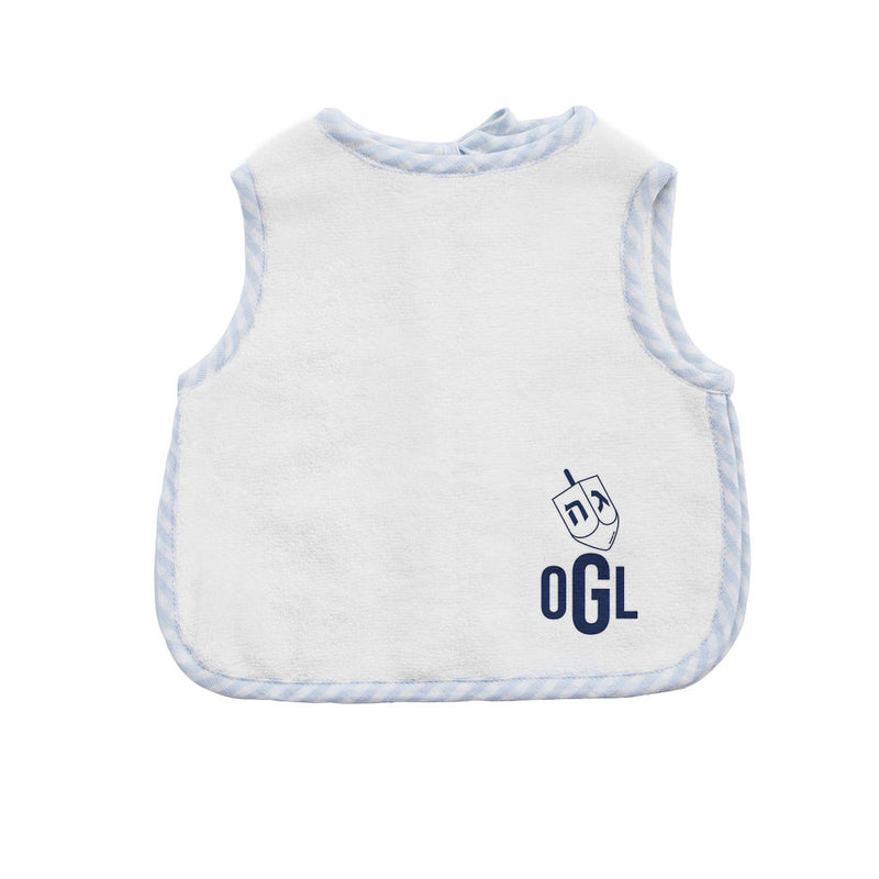 Hanukkah Apron Bib pale blue gingham