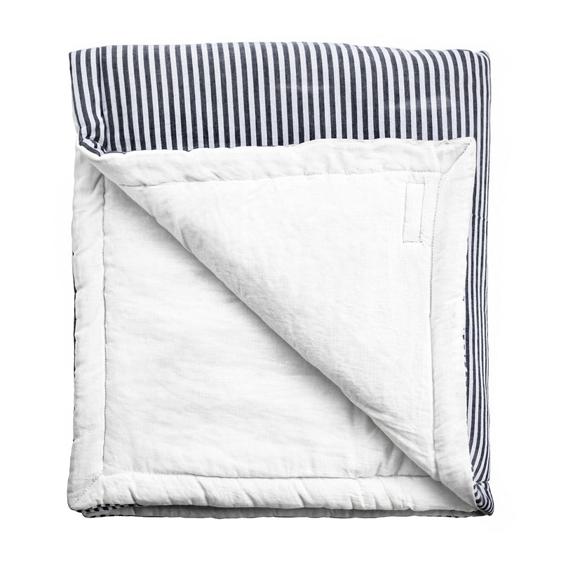 Play mat | Harbor Island stripe and white linen, reversible