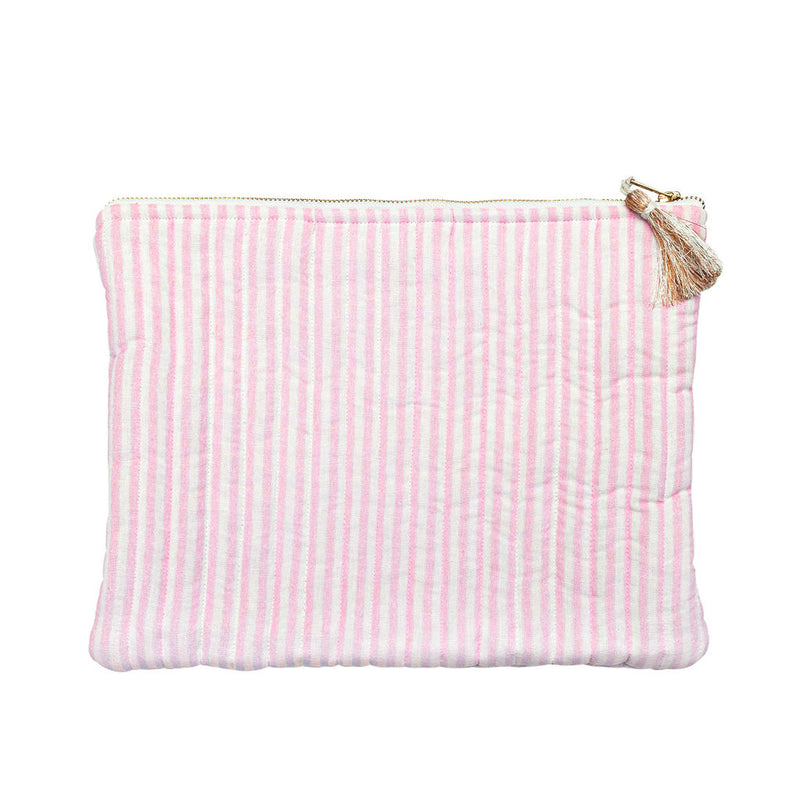 Linen Pouch| Palm Beach pink stripe linen