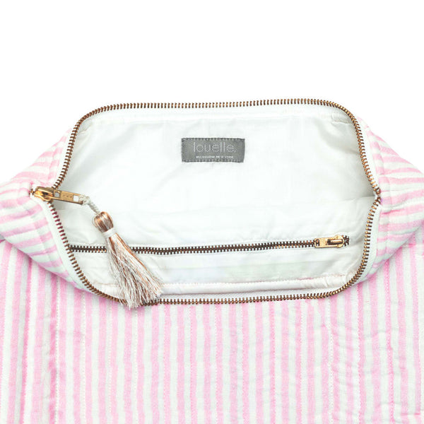 Linen Pouch| Palm Beach pink stripe linen