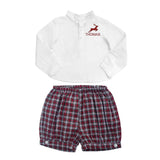 Gift Set Boys French Collar White Shirt and Tartan Shorts Holiday Set With Monogram