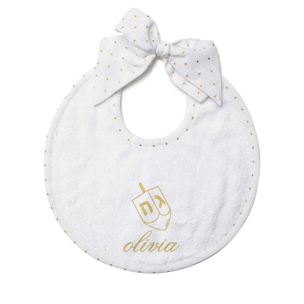 Hanukkah Newborn Bib Gold Dot