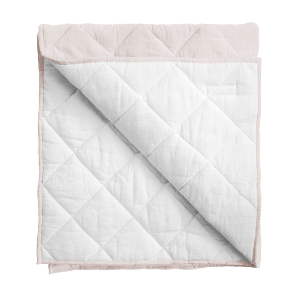 Play mat | blossom pink and white linen, reversible