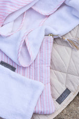 Hooded Towel | Palm Beach pink stripe linen